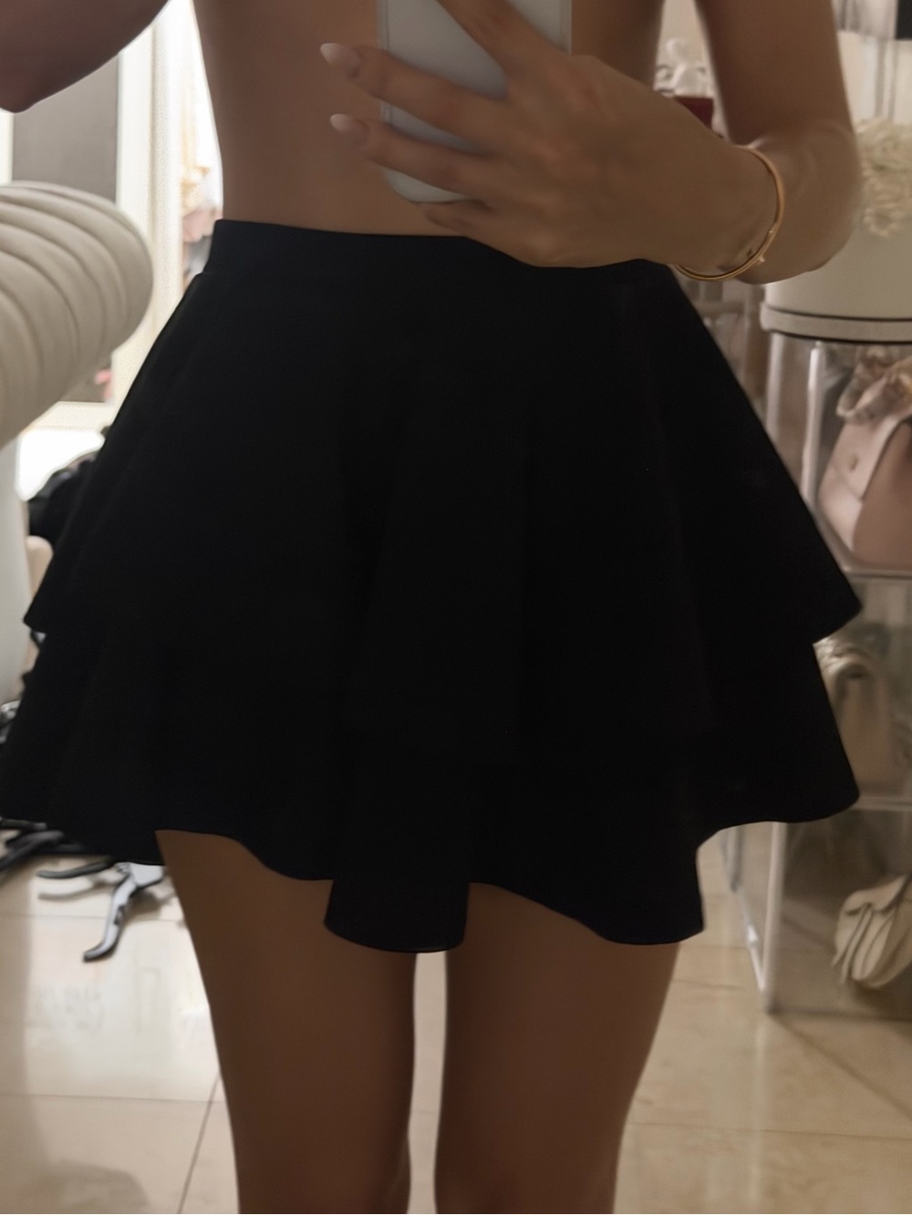 Black Tiered Mini Skirt